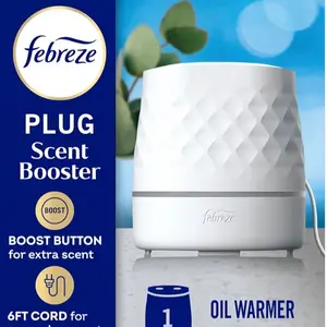 Febreze Plug Scent Booster Continuous Scent Device Oil Diffuser with Boost Button for Extra Scent & 6FT Cord Compatible with Air Freshener Plug in Refills