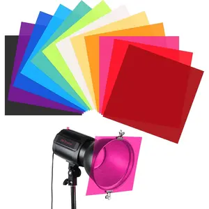 12 count Colored Gel Light Filter Transparent Color Film Overlays Correction Lighting Filters for Christmas Landscape LED Light Reading Photo Studio Headlight Film (Colorful,12 x 12)