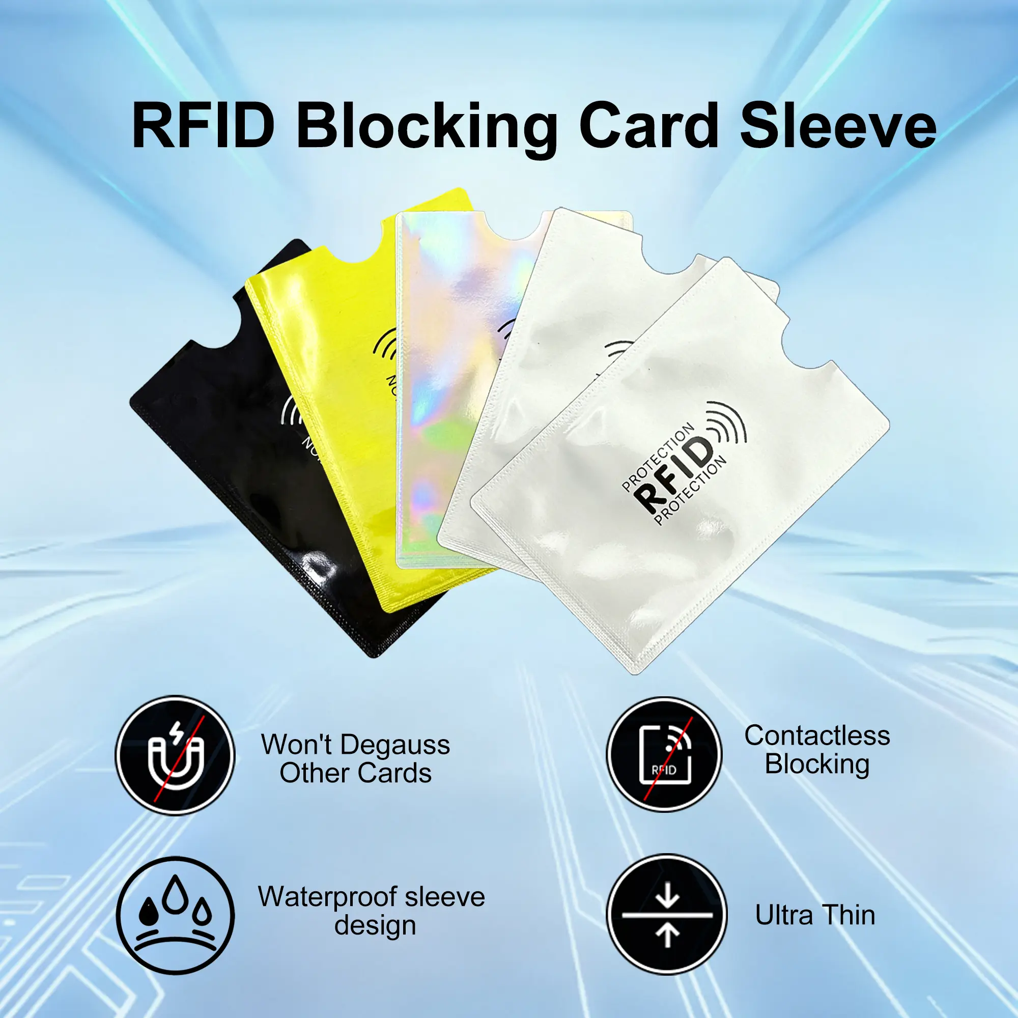 HAILTH 5 Pack RFID Blocking Sleeves  Identity Theft Protection Secure Sleeves for Credit Cards Debit Card Trifold Wallet Minimalist Wallet Ultra Thin Waterproof Design