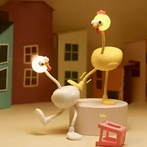 Playful Funny Chicken LED Night Light Rechargeable with Flexible Legs Cute Table Lamp for Kids Room Decor & Gift Ready Home Addition