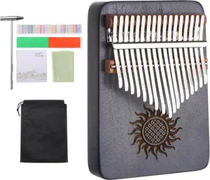 Kalimba Thumb Piano with Tune Hammer for Beginners - Portable 17 Keys, Study Instruction, Ideal for Music Lessons Solid Maple finger