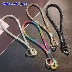 Luxury Rhinestone Phone Lanyard for Women, Elegant Short Chain Accessory, Durable Fashionable Mobile Holder, High-End Style, Cell Phone Charm