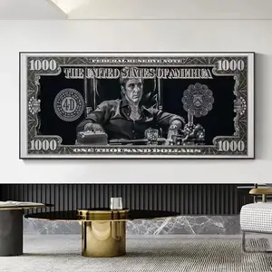 Classic Movie, Scarface Tony Montana Dollar Wall Art, HD Poster Unframed   Poster Unframed , Home, Living Room, Room Decor