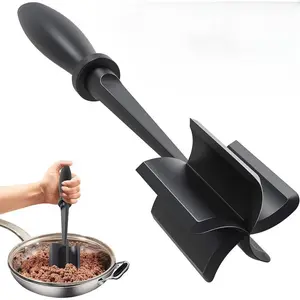 Meat Chopper, Hamburger Grinder, Premium Heat Resistant Smasher for Ground Beef, Burger Grinder Nylon Potato Mix Tool, Meat & Poultry Tenderizers-Black