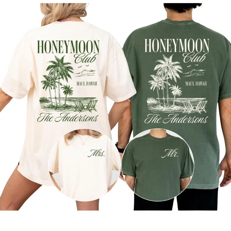 Mr. & Mrs. Honeymoon Club Tee | Newlywed Couple T-Shirt | Just Married Wedding For Men For Women