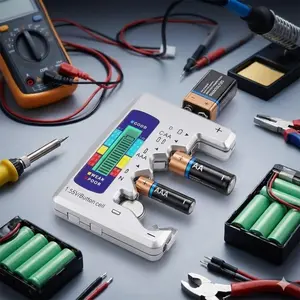 Portable Battery Tester, Smart Digital Display for AA AAA C D 9V & Button Batteries, Handheld Battery Capacity Analyzer, Multi-function Battery Life & Performance Check Device