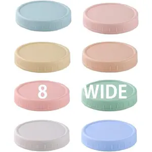 8 Pack Wide Mouth Mason Jar Lids for Ball, Kerr Jars and More, Colored Plastic  Canning Tops with  Rings,  Grade & Leak-proof