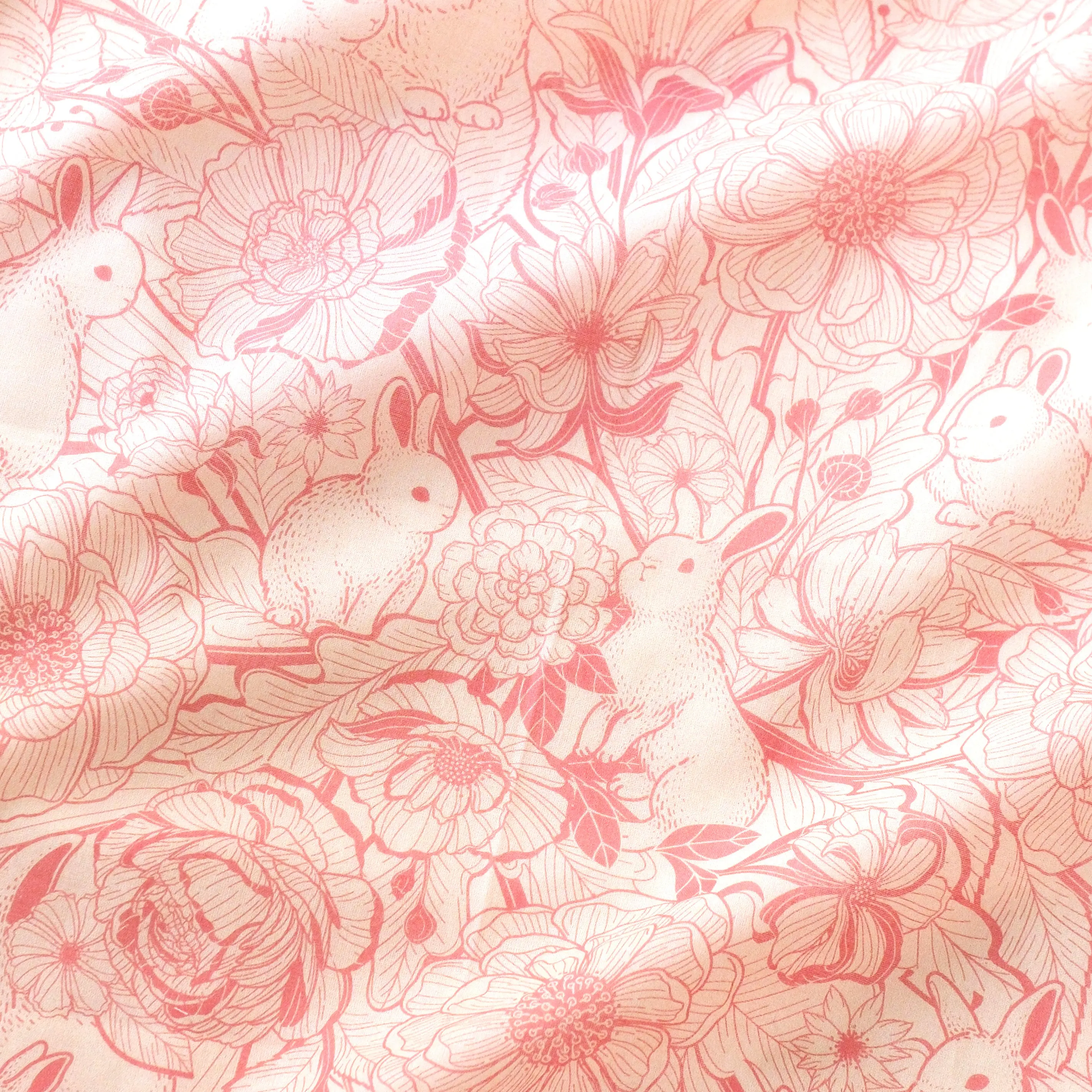 Floral Bunny Bandana Scarf (Pastel Pink)