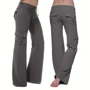 Plus size yoga pants Sports Leggings For Women, Low-Waisted Cropped Yoga Pants With Pockets, Fitness Running Compression Tights