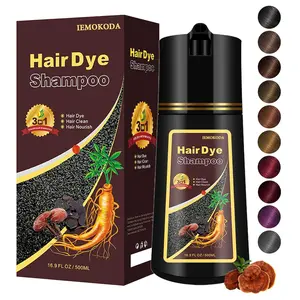 IEMOKODA 500ML Black Hair Dye Shampoo Instant 3 in 1+99.99% Grey Coverage-Herbal Ingredients  Haircare Product for Hair Color Mother's Day Gift