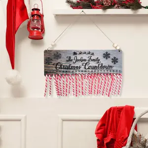 Personalized Candy Cane Christmas Countdown - Advent Calendar- Engraved Reclaimed Barn Wood - Made in the USA - Customizable with Last Name Decor Gift