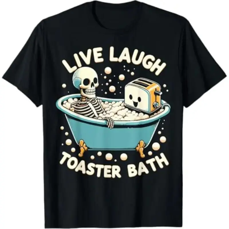 Men's Graphic Printed T-Shirt, Soft 100% Cotton Round Neck Top with Funny Toaster Design for Daily Wear and Fitness