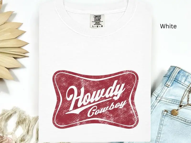 Comfort Color Howdy Cowboy T-Shirt, Vintage Western Graphic Tee