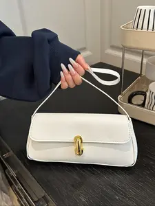 Women's American Retro Style Half Moon Shoulder Clutch, Plain Design Commuter Work Handbag, Versatile All-Season Ladies' Accessory, Casual Commuter Bag, Half Moon Purse