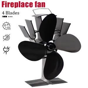 4 Blade Fireplace Fan No Power Required, Outdoor Camping, Ice Fishing, Silent Thermal Power Stove Fan, Heating Circulation Fireplace Accessories