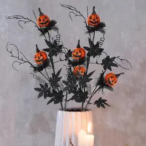 3-Piece Horror Pumpkin Cuttings Bouquets, Halloween Decorations, Ghost Festival Home Party Ornaments, Gothic Decoration