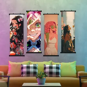 1pc Plastic Hanging Painting, Anime Demon Cute Girls Wall Art Canvas Poster, Cartoon Kawaii Character Art Poster Print Wall Picture, Ideal For Bedroom, Office, Living Room, Wall, Room, Home Decoration