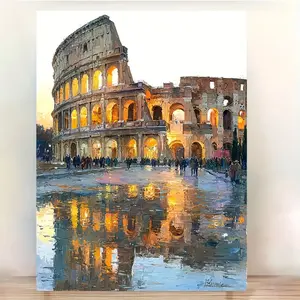 A canvas artwork, Roman Italy travel poster, brightly colored ancient Roman arena and Roman architectural scenes, high-quality printing, suitable for home decoration, office or gift, office artwork| Historical Artwork| Detailed Artwork, Canvas Wall Art, 2