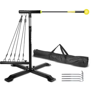 Hikeen Baseball Swing Trainer for Batting Practice – Adjustable Height, 5 Resistance Bands, Anti-Dent Ball Head, Sturdy Base with Ground Stakes & Carry Bag Home Workout Equipment baseball drip