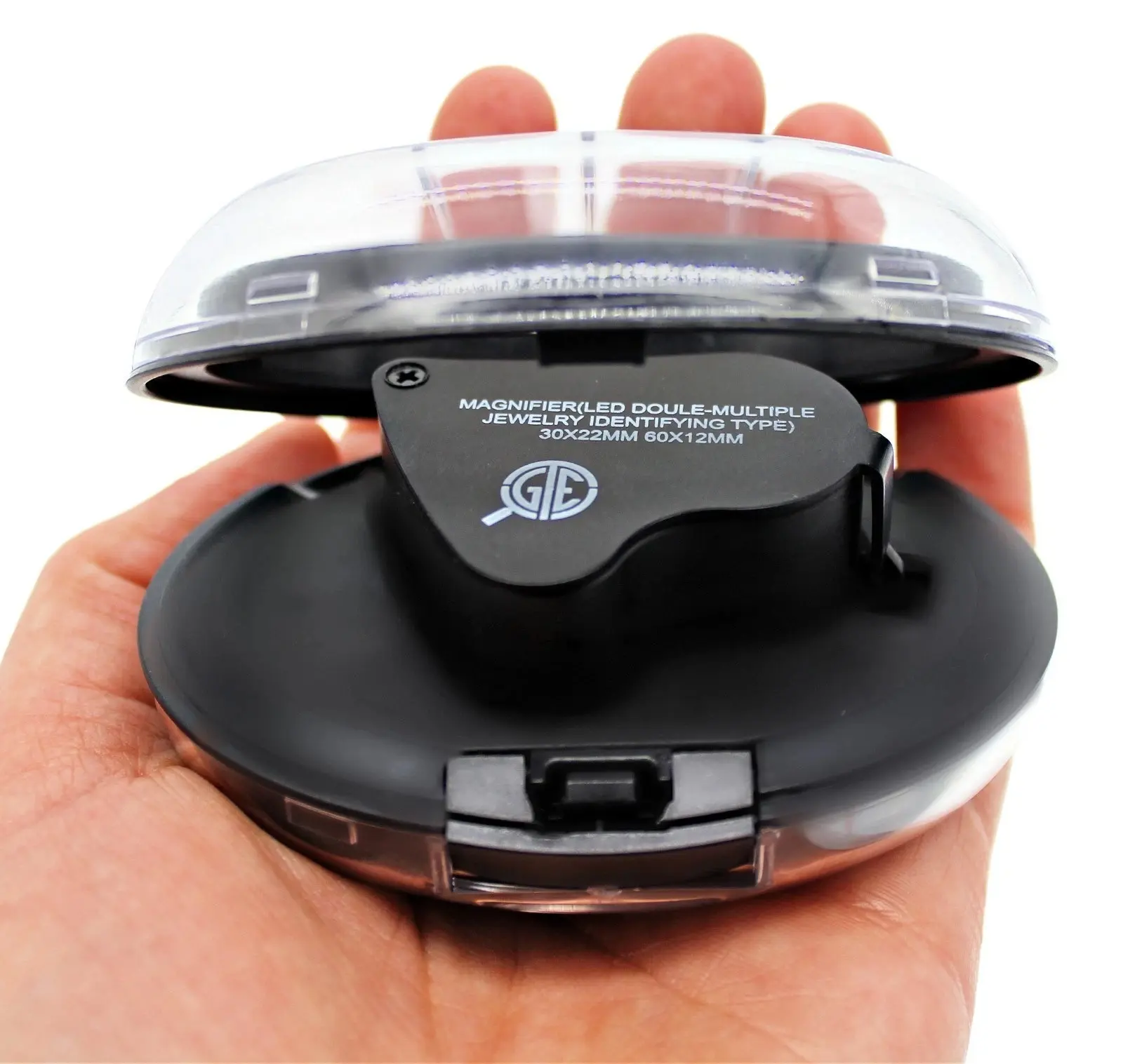 High Precision 30X 60X Jewelers Loupe, Foldable LED Lighted Magnifier with Dual Glass Lens, Bright Illumination for Jewelry Diamond Gemstone and Fine Detail