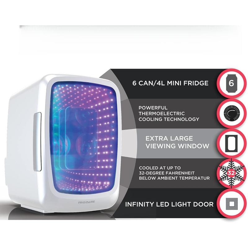 EFMIS179 Gaming Light Up Mini Beverage Refrigerator, White