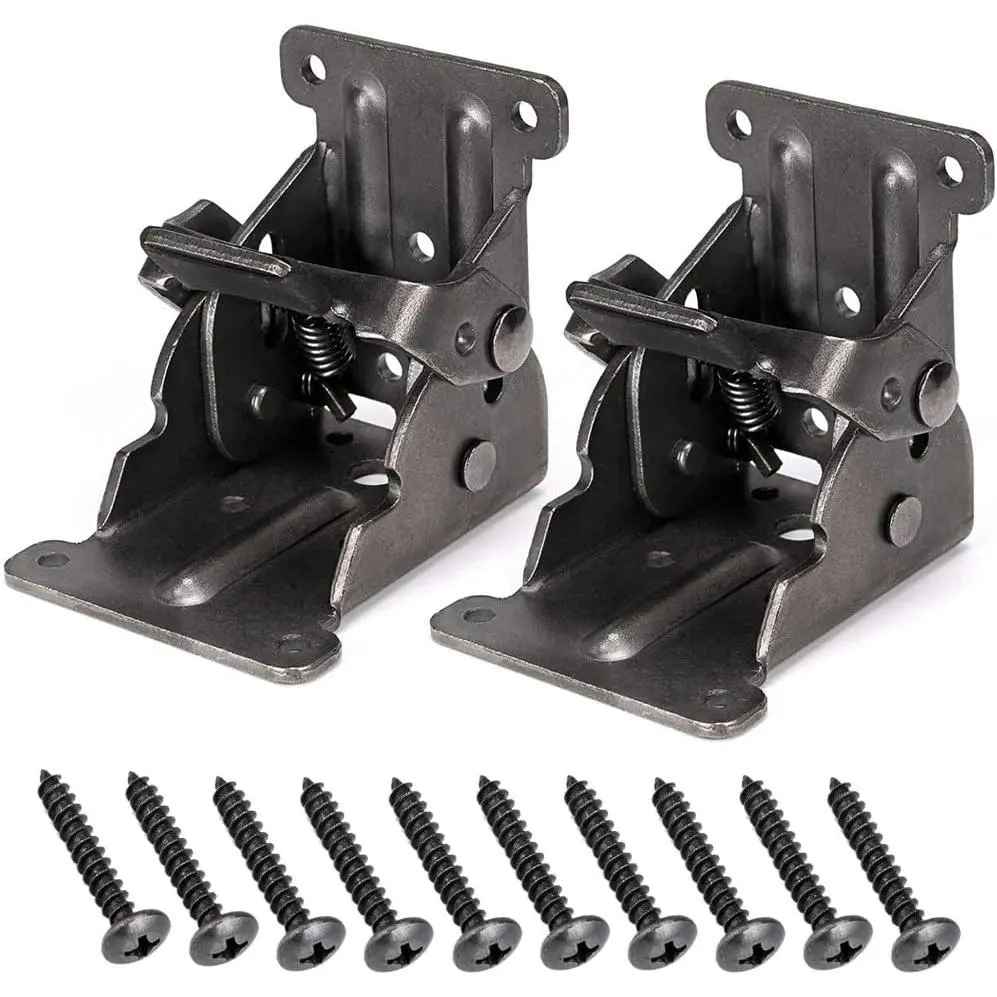 Table  Folding Brackets, Foldable Hinge Hardware, Self- Lock Extension Collapsible Shelf Bracket Support for Bed , Wall Shelf, Saving Space, Pack of 2