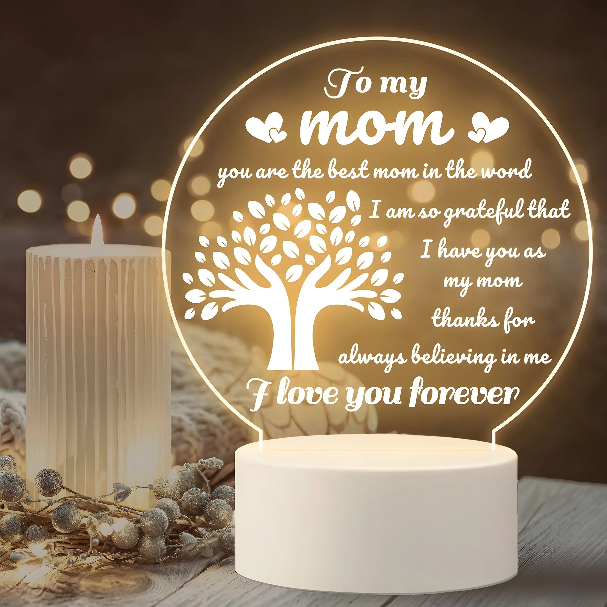 Heart-Shaped LED Night Light, Ideal Gift for Mother's Day, Creates Cozy Romantic Atmosphere, Perfect for Home Decor