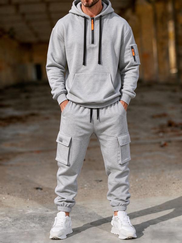 Men’s 2 Piece Sets – Casual Pullover Hoodie & Cargo Jogger Pants Matching Set, Long Sleeve Hooded Tracksuit, Comfortable Streetwear Outfit for Men, Everyday Casual Wear vacation