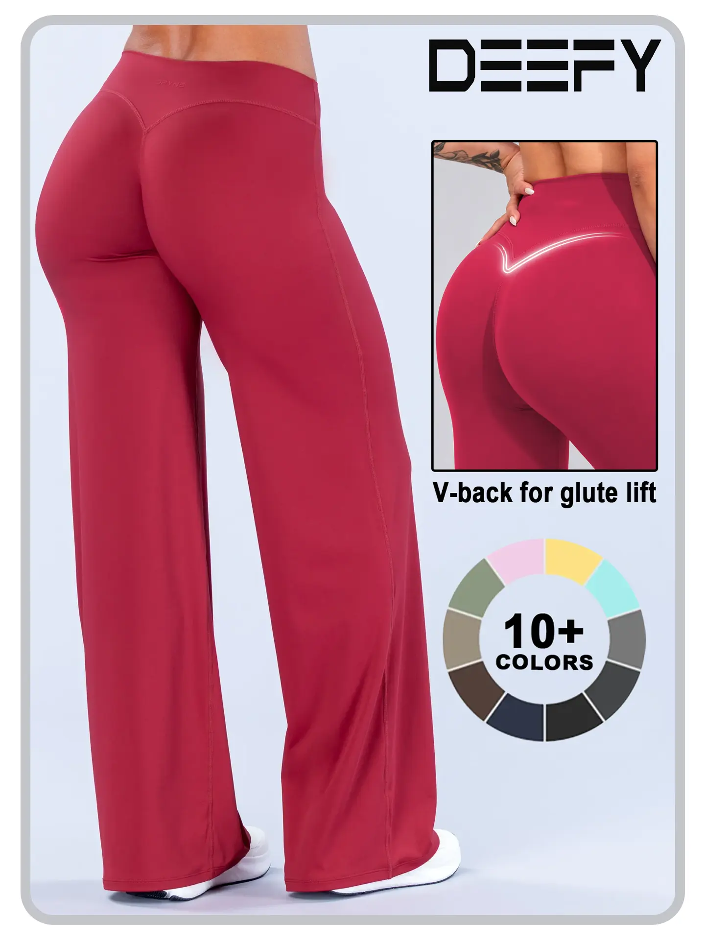DEEFY Sav Wide Leg Pants Mid Waisted Flare Yoga Pants for Women Tummy Control Butt Lifting Stretchy Workout Gym Lounge Pants
