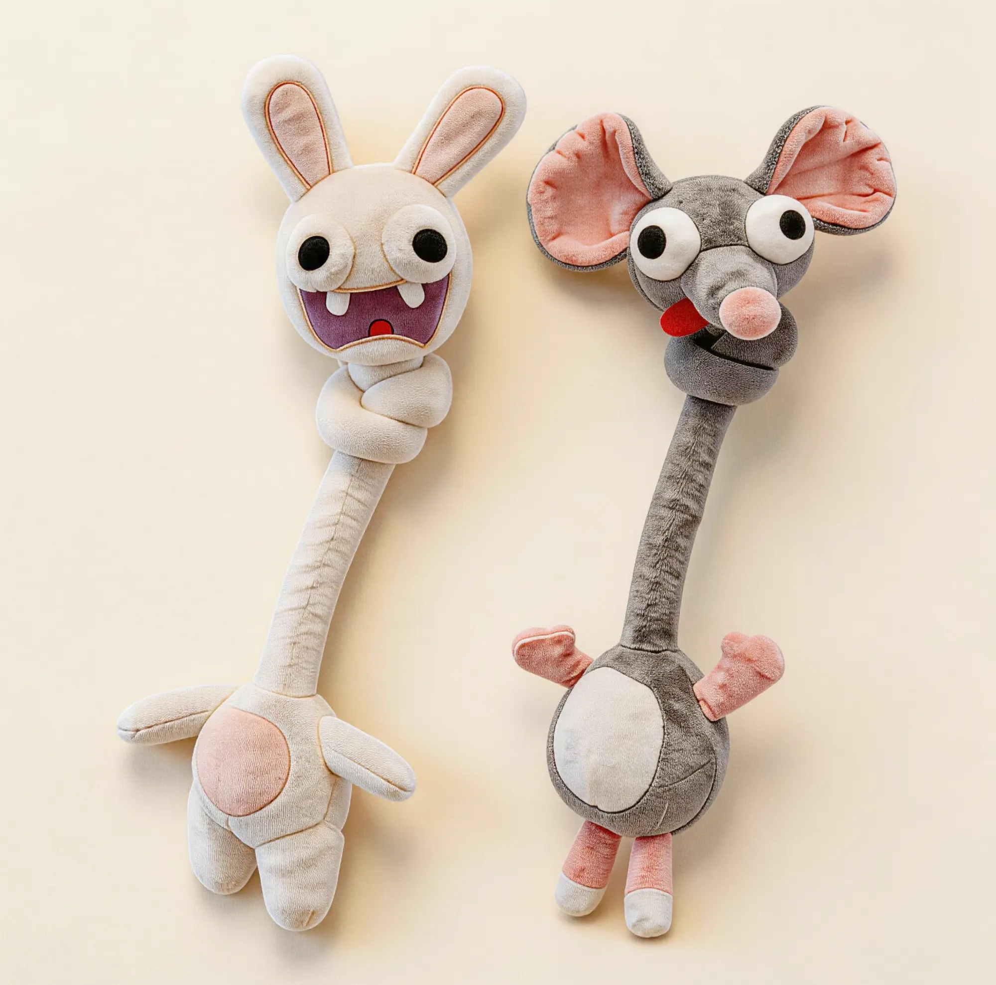 Long-Neck Evil Rabbit & Rat Keychain Evil Animals Bunny & Mouse Long-Shaped Bag Charm Bunny Rat Bag Pendant Gift for Boys&Girls Kids Birthday