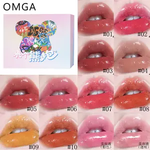 12Pcs holiday limited bear lip gloss & lip milk set. Makeup and lip care in one, hydrating and non-drying, cup-proof finish. Cute trendy design with Christmas vibe, free bear necklace and deluxe gift box included.