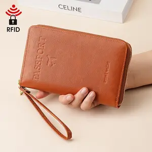 RFID Long Passport Holder, Multifunctional Travel Passport Bag, Ticket And Document Storage Bag, Clutch Passport Bag