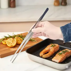 Stainless Steel BBQ Food Flipper Tongs – Multi-Purpose Anti-Slip & Heat Resistant Barbecue Utensils Cooking Tool for Steak, Lobster, Baking, Grilling. Non-Slip, Rust-Resistant, Perfect for Camping, Outdoor Picnics, Kitchen & Backyard Use.