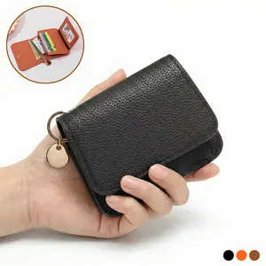 Women's Elegant Minimalist Slim Wallet, All-match Trendy Mini Trifold Purse Cash Pouch Card Holder with Zipper Pocket, 6 Card Slots, ID Window, Compact Coin Purse for Daily Use, Ideal Gift