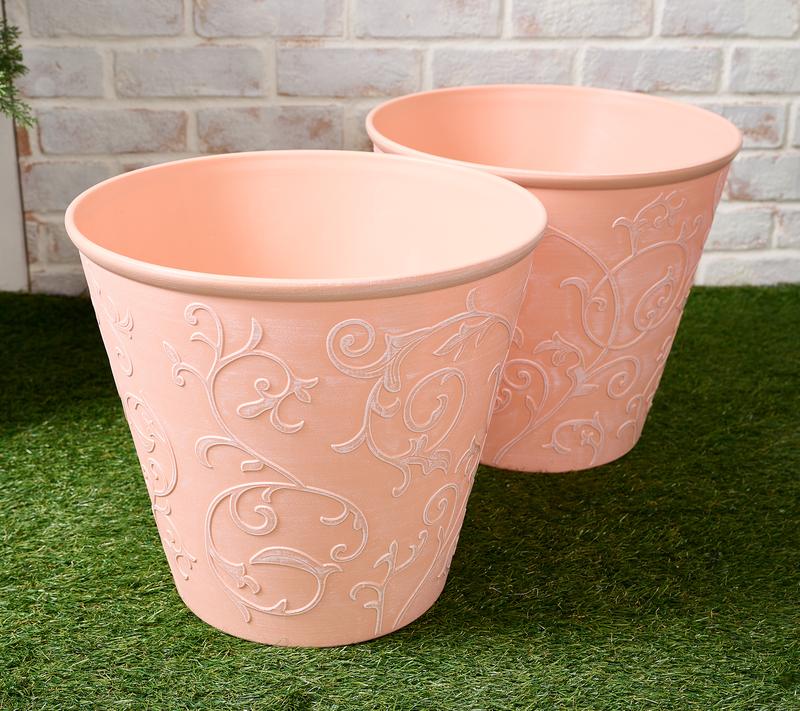 Garden Reflections 15" Diameter Scroll Design Planter 2-pack