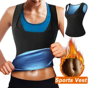 Women's Compression Sauna Vest, Sleeveless Polyester Knit Waist Trainer & Body Shaper for Athletic Gym Workouts