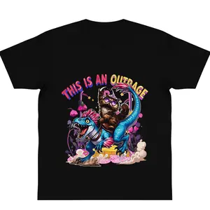 Oversize Cotton Dungeon Crawling T-Shirt - Outrage Graphic Top with Carl, Princess Donut & Mongo Prints, Casual Beach Streetwear, Y2K Fashion Cute Gift for Sports & Outdoor Enthusiasts