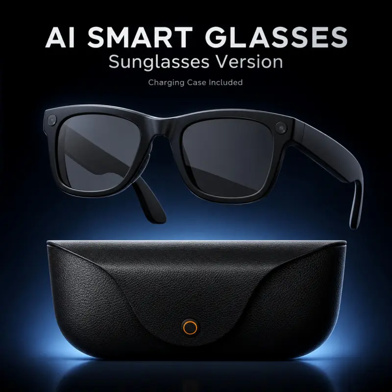 MT5 Ultra AI Smart Glasses Chargeable Wearable with 8MP HD Camera, Audio Recording, Real-Time Translation, Bluetooth Calls, 300mAh Glasses Battery & 2000mAh Charging Case Wireless Smart Glasses Wearable Tech Glasses