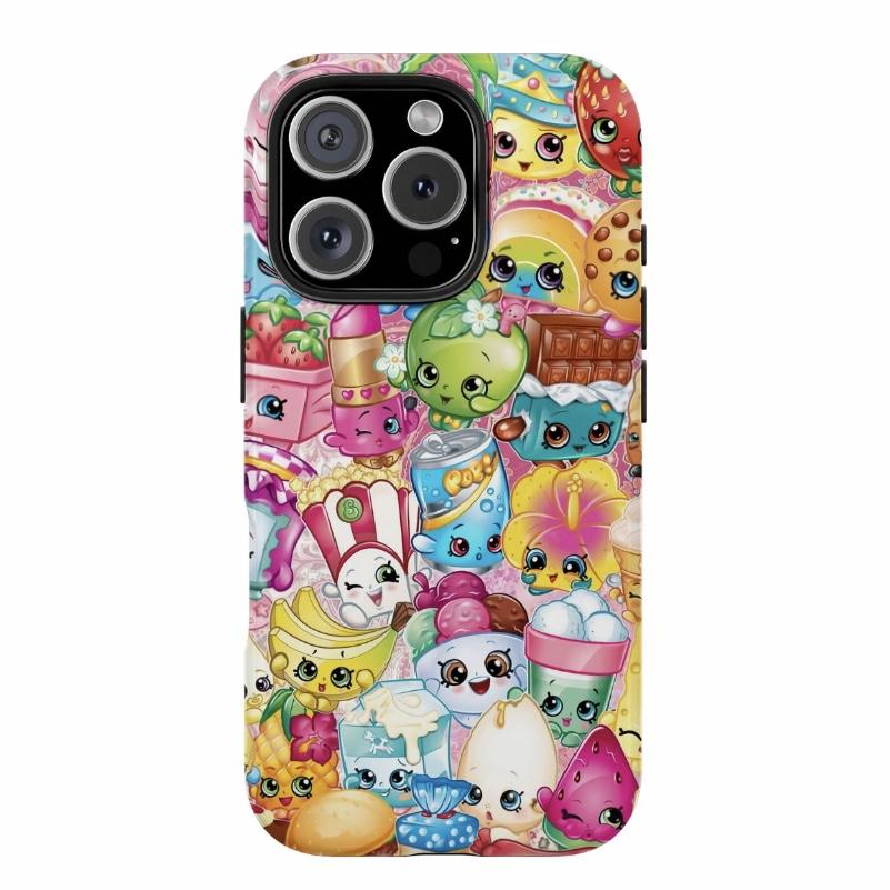 Shopkins cartoon print phone case, suitable foriPhone 11-17 Pro Max/Plus and Samsung GalaxyS23-25.  W9