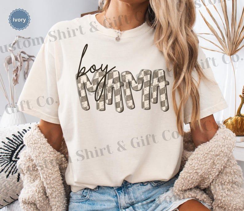 Boy Mama Shirt, Mothers Day Shirt for Mom Shirt Comfort Colors, Retro Mama Tee, Checkered Mama Tshirt, Mama of Boys, Gift for Mom T-shirt
