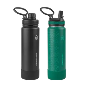 24oz Bottle 2 Pack w/ Spout Lid + Straw Lid