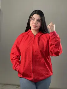 Kathy's Rhinestone Zipper Hoodie - Oversized Fit, Stylish & Comfortable, Glamorous Element, Versatile for Casual Outings & Home Wear