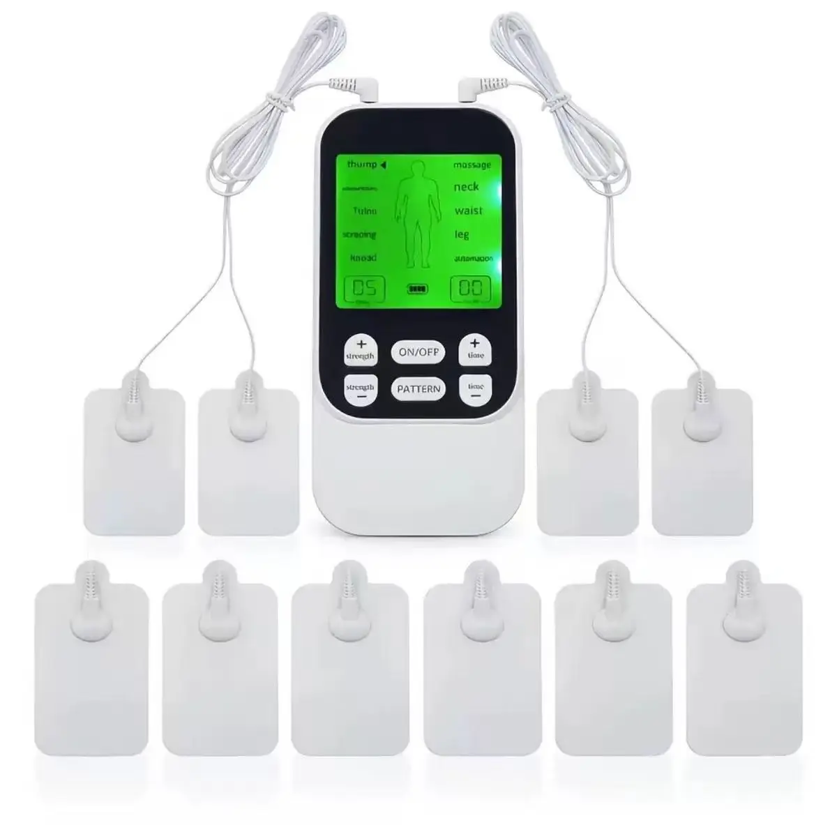 Rechargeable Dual-Channel Muscle Stimulator Massager - 10-Patch Portable Muscle Therapy Device, 10 Modes, 30 Intensity Levels, Lightweight Self-Treat Tool, Ideal Gift for Men & Women (Black Friday, Christmas)