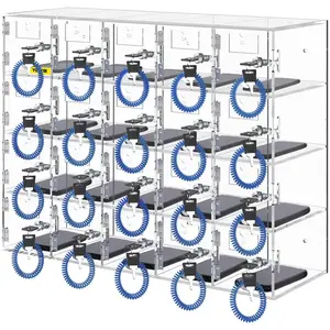 【fathersdaygift】VEVOR Cell Phone Storage Locker 20 Slots Acrylic Material with Door Locks and KeysWall-Mounted Cabinet Pocket Office Classroom Gym BoxClear
