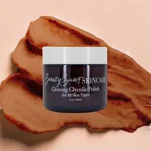 BeautySmart Skincare Glowing Glycolic Polish Exfoliator - AHA Blend with Mild Oat & Aloe Formula for All Skin Types - 2 oz / 60 ml