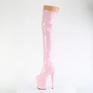 8 Inch Heel FLAMINGO-3000 Baby Pink Patent High Heels Boot