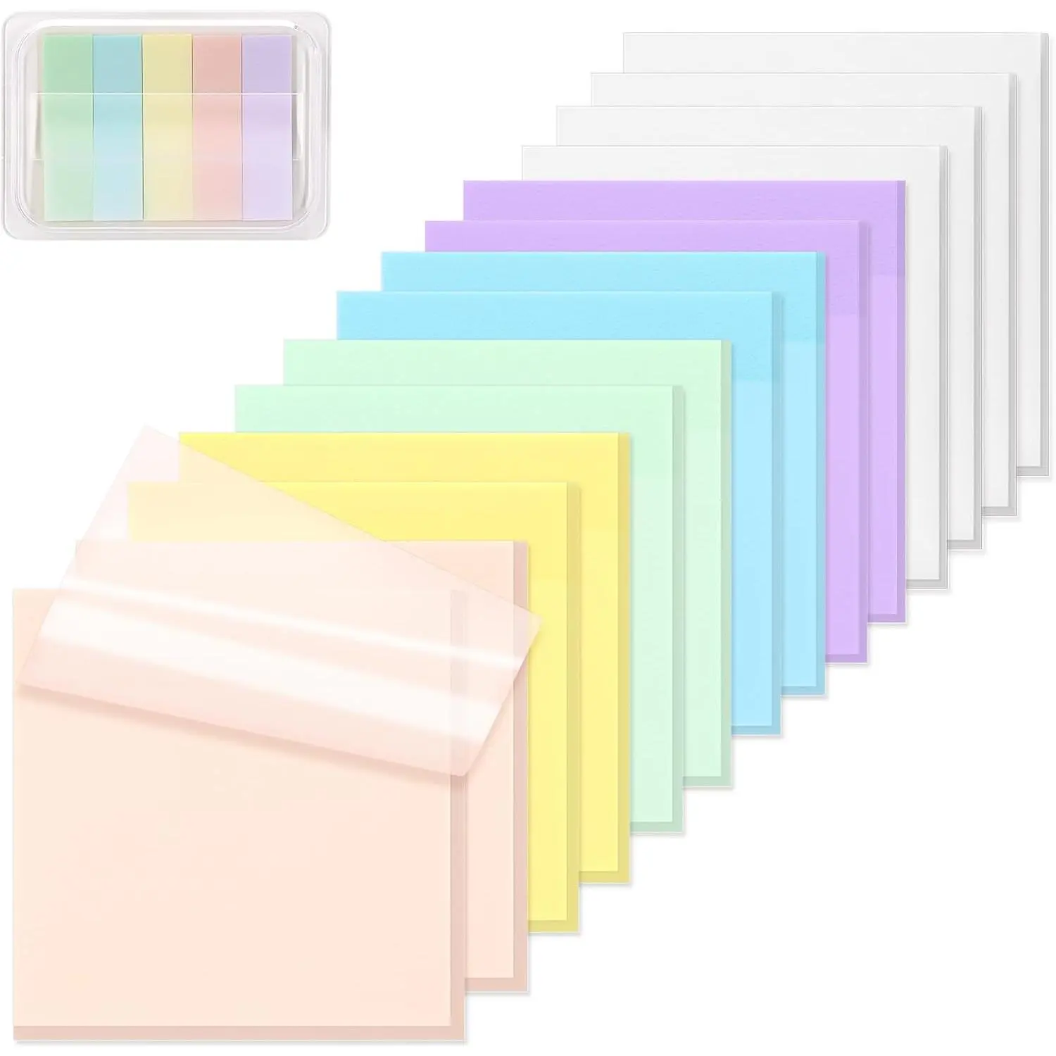 ? Transparent Sticky Notes, 3"x3" Clear Sticky Notes,  Translucent with See Through Self-Adhesive Sticky Pads for Office School College Supplies, 800 Sheets Bright Morandi
