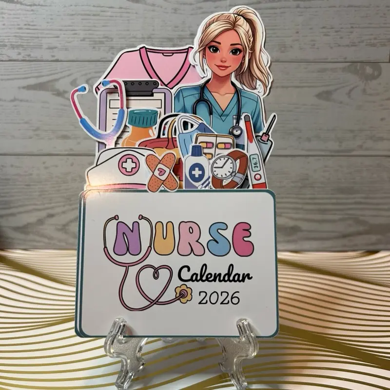 Nurse Calendar 2026 - Desk Calendars Featuring Nurse Theme with Medical Icons and Stethoscope Design   Flowers Calendar 2026-featuring a variety of flowers. Teacher Calendar 2026- featuring pencils, highlighters etc.