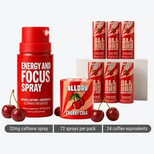 ALLDAY Energy and Focus Spray - Sour Bold Flavor | Pocket Size Energy Shot with Caffeine, L-Theanine + B Vitamins | Sugar Free Caffeine Alternative | Support Focus | Faster Energy Boost | Cherry Cola 6 Pack