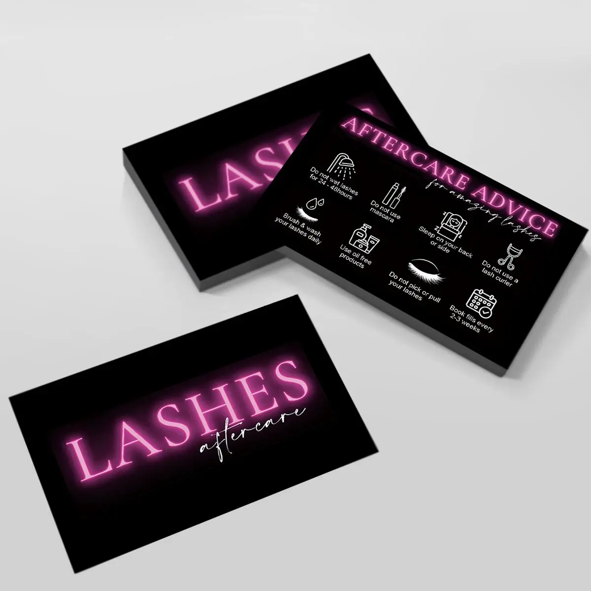50pcs Black Eyelash Aftercare Card  Beauty Studio Membership Loyalty Cards Lash Extension After Sale Card Paper Business Card 2026 New